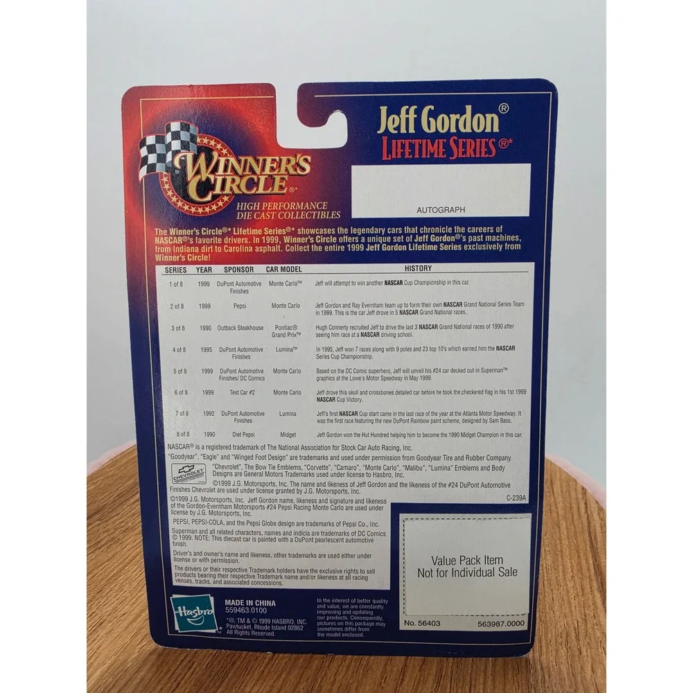 Jeff Gordon Winners Circle 1/64 Superman Racing 24 Monte Carlo Lifetime Series 5
